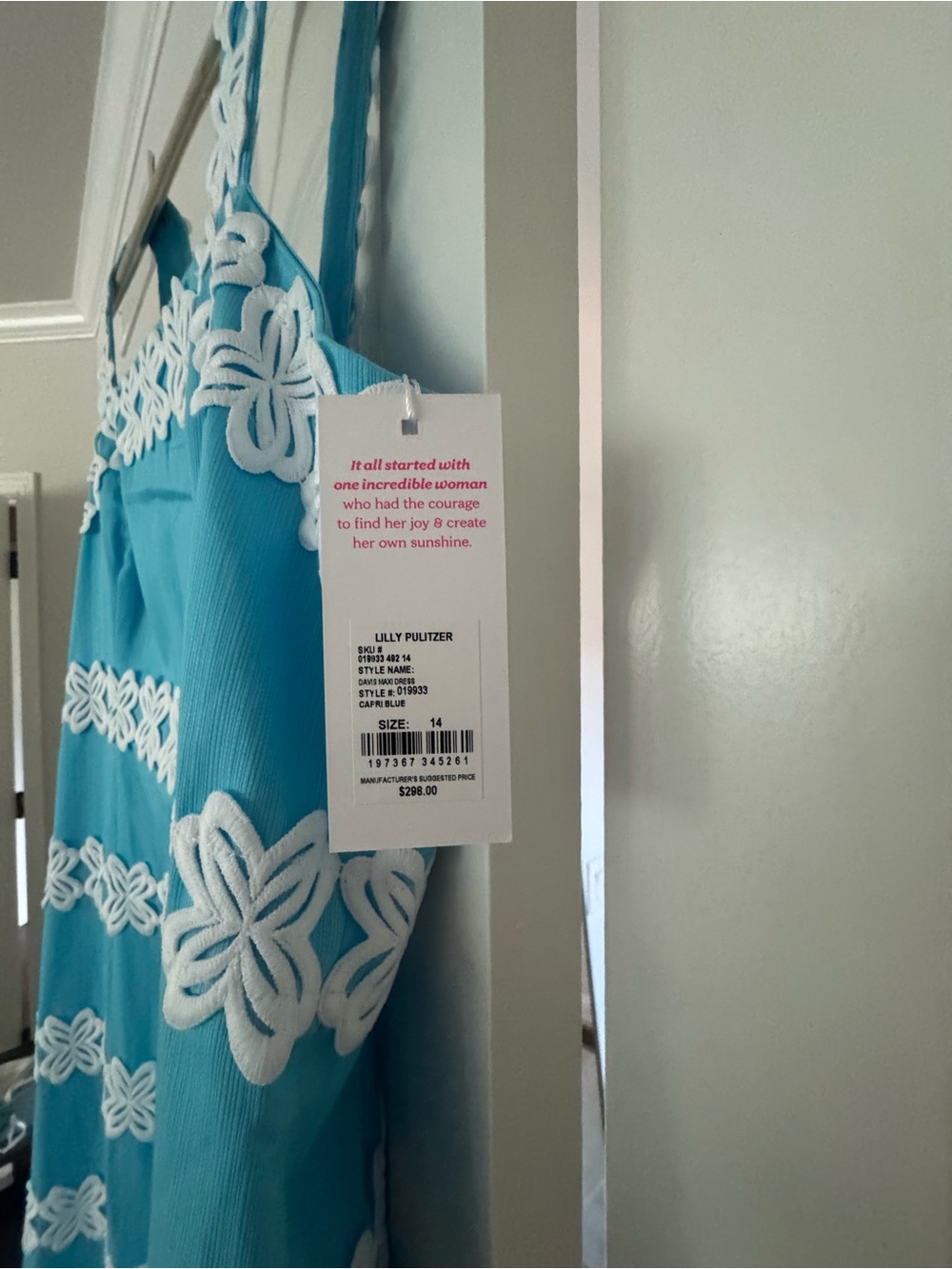 Lilly Pulitzer Davis Maxi Dress with White Lace Bands Size 14 - NWT - Picture 3 of 4